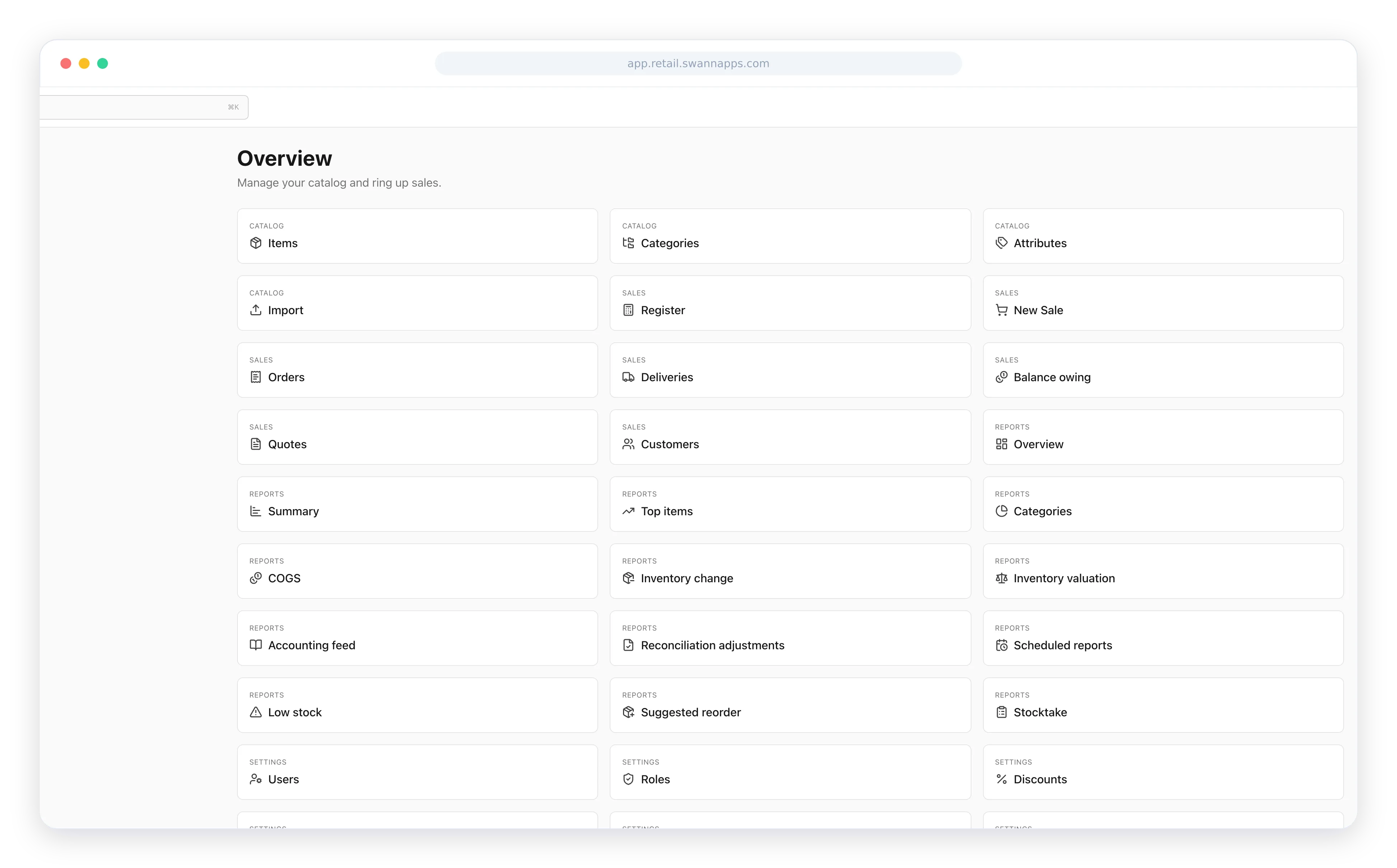 Manage your whole catalog and shop from one overview